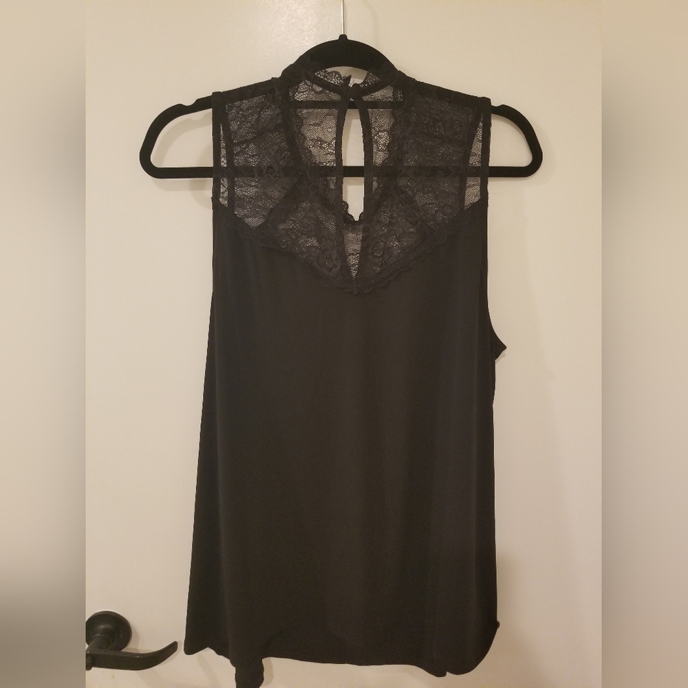 Torrid black tank with lace collar